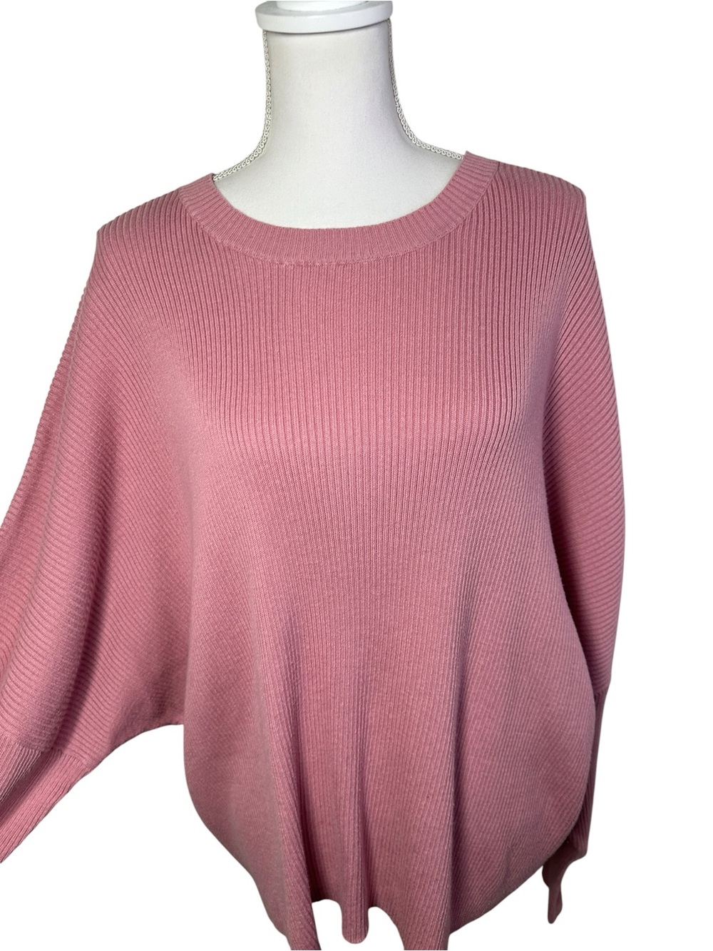 Lullaby Club Alex Knit Sweater Dusty Pink Oversized Ribbed L/XL NWT